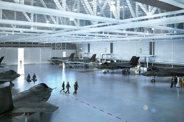 Un-rendering-del-grande-hangar-che-Lockheed-Martun-costruirà-per-gli-F-35B-britannici