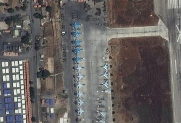 latest sat image 15 Jul 2017 shows 33 jets at the Russian Air Base in Latakia 11 Su-24, 3 Su-25, 3+6 Su-2735, 4 Su-30 and 6 Su-34