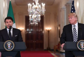 US President Donald Trump and Italian Prime Minister Giuseppe Conte hold a joint press conference in the East Room of the White House in Washington, DC, July 30, 2018. (Photo by SAUL LOEB / AFP) (Photo credit should read SAUL LOEB/AFP/Getty Images)