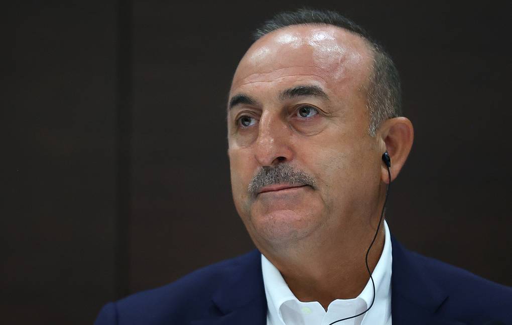 ANTALYA, TURKEY - JUNE 30, 2021: Turkey's Foreign Minister Mevlut Cavusoglu gives a press conference following his meeting with Russia's Foreign Minister Sergei Lavrov at the Carya Regnum Hotel. Russian Foreign Ministry/TASS “урци€. јнталь€. ћинистр иностранных дел “урции ћевлют „авушоглу во врем€ пресс-конференции по итогам переговоров с министром иностранных дел –‘ —ергеем Ћавровым в отеле Carya Regnum. ѕресс-служба ћ»ƒ –‘/“ј——